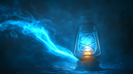Moving blue light streak ray. Light - Lantern. Illustration