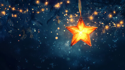 Polar star in the sky. generative ai. Light - Lantern. Illustration