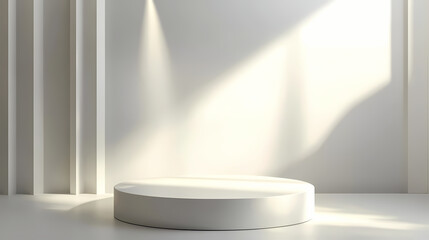 White product display podium in studio room, for display presentation. Light - Lantern. Illustration