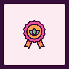 Elegant botanical award icon, organic symbol of achievement and recognition