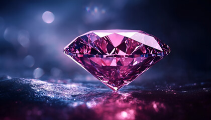 Fototapeta premium Beautiful dazzling diamonds on dark shiny background, close up