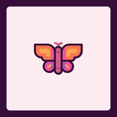 Abstract stylized butterfly icon isolated on pastel background illustration