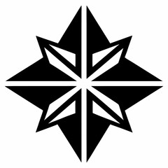 a black and white star-shaped design with sharp edges and a modern aesthetic, evoking concepts of direction and guidance. The artwork is visually striking and versatile vector illustration
