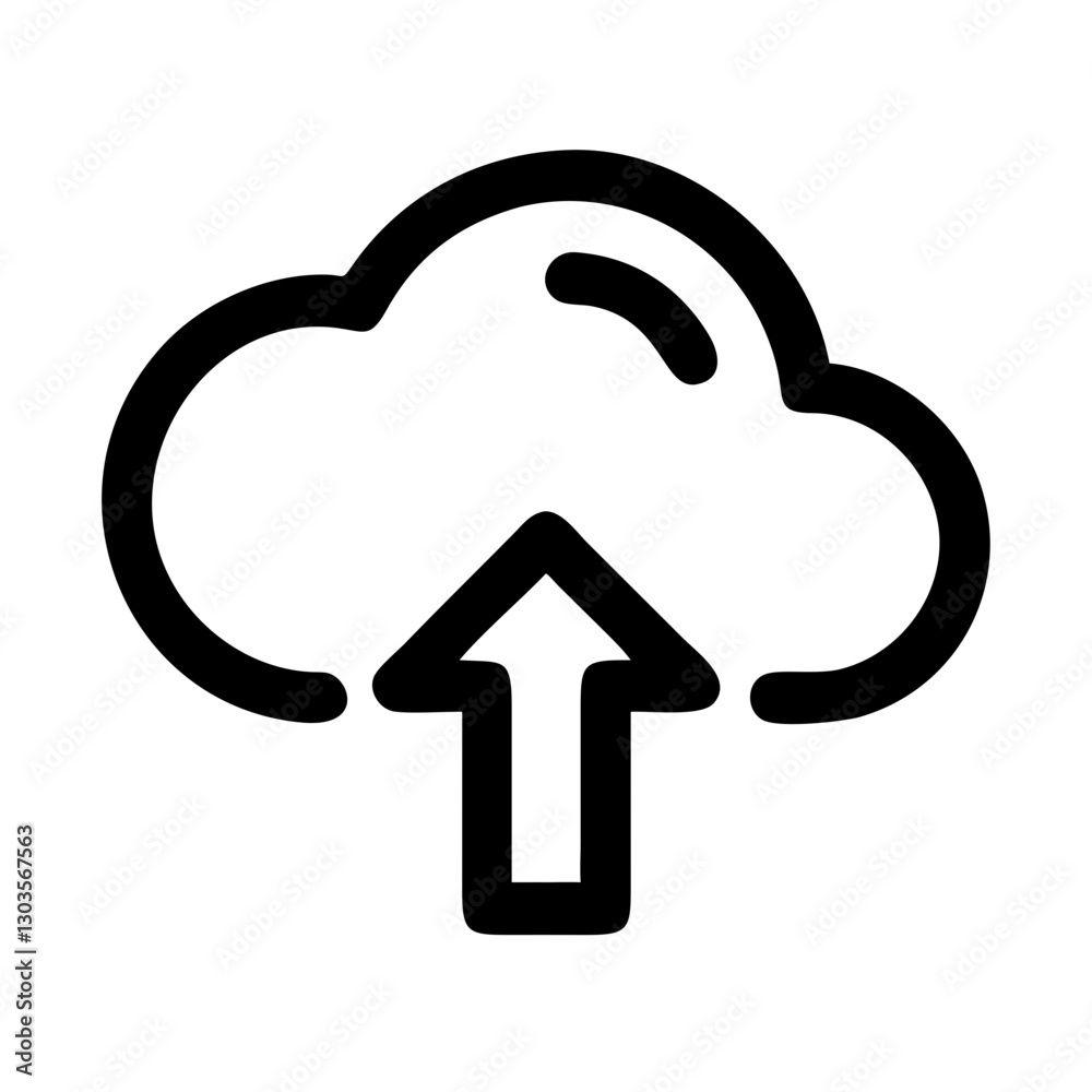 Wall mural cloud upload icon featuring a cloud shape with an upward arrow. vector illustration