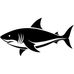 Obraz premium a black and white graphic illustration of a shark, with a sleek body and sharp features vector illustration