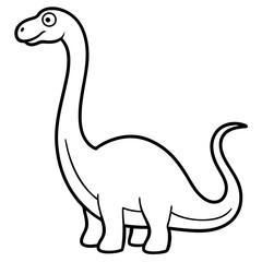 a cartoon drawing of a long-necked dinosaur in black and white vector illustration