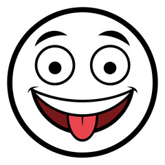Fototapeta premium an emoji face with big eyes and tongue sticking out. The face has a happy, playful expression vector illustration