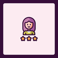 Stylized avatar icon with three stars symbolizing a customer review