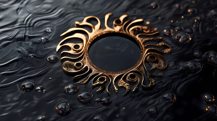 Kumbh mela golden text with a circular design, symbolizing eternity and faith. Eternity - Ocean. Illustration