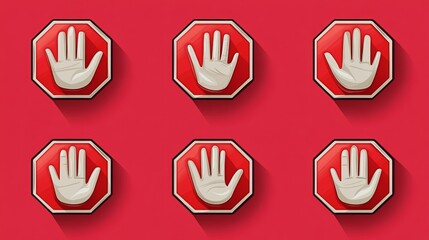 Fototapeta premium Stop Sign Collection: Hand Sign & Red Stop Sign 