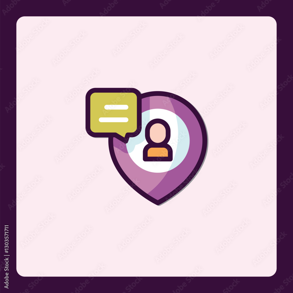 Poster user location point with chat message bubble flat vector icon design