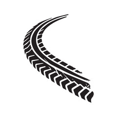 grunge Curved tire tracks vector