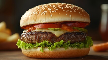 Juicy gourmet burger. Premium food concept