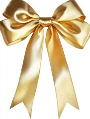Shiny gold ribbon with a bow, perfect for gift wrapping or decorative purposes.