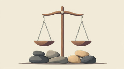 Illustration of balance minimal concept, scales of justice. Balance - Rocks. Illustration