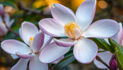 Fototapeta premium Magnolias flowers background background design 