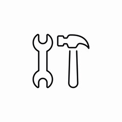 wrench hammer icon sign vector