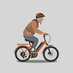 Obraz premium Elderly man riding bicycle vector, active aging and outdoor exercise concept