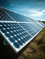 Solar energy production equipment under clear sky