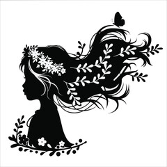 cameo  Female and Male faces silhouettes in vintage cameo style