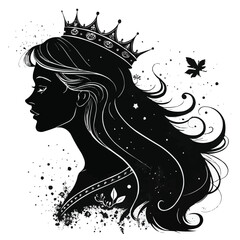 cameo  Female and Male faces silhouettes in vintage cameo style