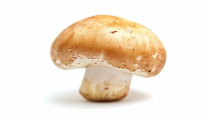 Fototapeta premium Brown champignon mushroom on white background, close-up studio shot