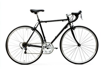 Fototapeta premium A sleek black bicycle poised for adventure on a bright sunny day in an urban setting isolated on transparent background