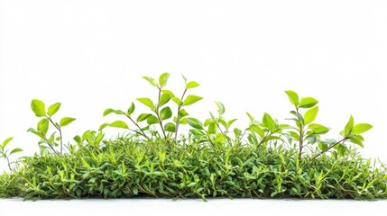 Fototapeta premium Fresh Green Thyme and Leafy Sprouts Growing on White Backdrop