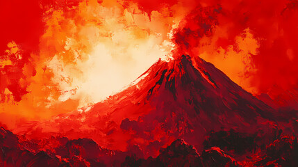 Crimson canvas: a richly textured red backdrop, evoking emotions of passion, intensity, and drama. Intensity - Volcano. Illustration