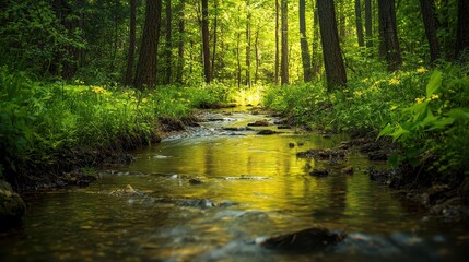 Obraz premium a stream in a forest 