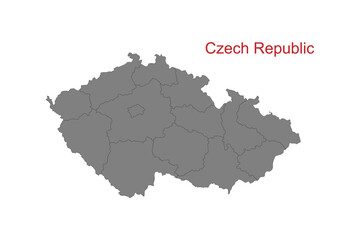 Czech Republic map. Map of Czech Republic in grey color
