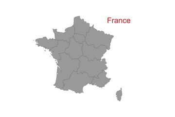 France map. Map of France in grey color
