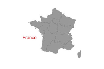 France map. Map of France in grey color