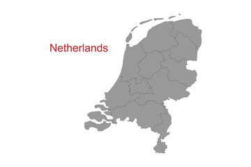 Netherlands map. Map of Netherlands in grey color
