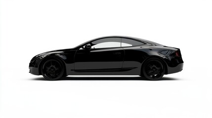 Fototapeta premium Sleek Black Sports Coupe Isolated on White Backdrop: A Modern Automotive Design Study
