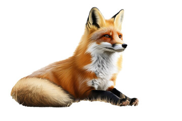 Obraz premium A majestic red fox rests gracefully in a field of golden grass under the warm afternoon sun isolated on transparent background