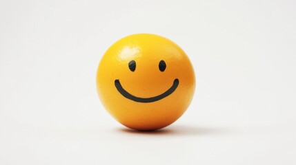 Fototapeta premium Cheerful Yellow Smiley Face Ball on White Background