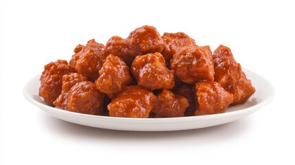 Spicy Boneless Chicken Bites on White Plate, Appetizer , Chicken wings