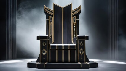 Throne in dark colors with gold elements.