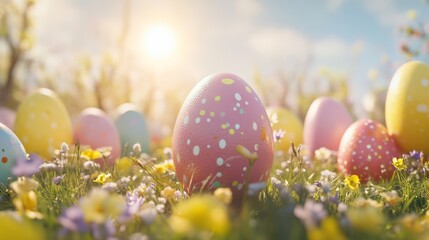 Colorful Easter eggs. Spring holiday background