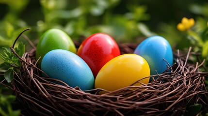 Colorful Easter eggs. Spring holiday background
