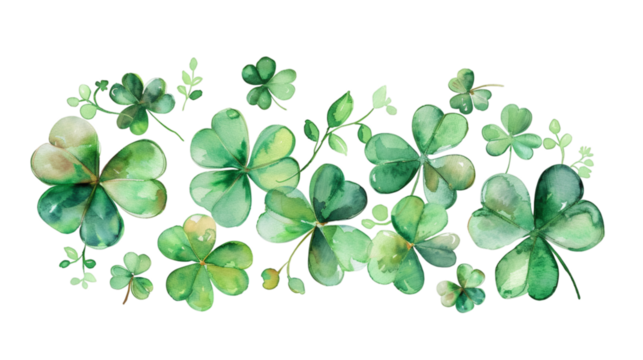 Round clover leaf watercolor frame border isolated on white