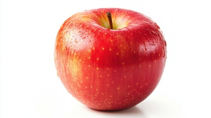 Fresh Red Apple with Water Droplets Isolated on White Background - Studio Shot of Juicy Apple