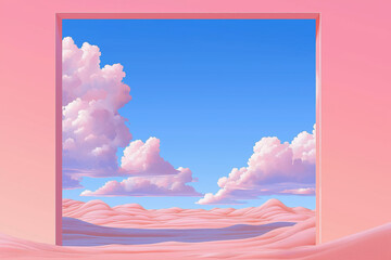 Pink Frame with Cloudscape