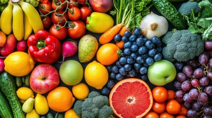 A vibrant array of fruits and vegetables promotes gut health. 