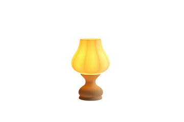 Soft glow of a vintage lamp illuminating a minimalist space during the evening hours isolated on transparent background