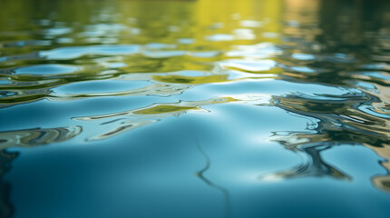 Serene Blue Water Reflections - Rippling Water Surface Reflecting Trees and Sky - Tranquil Nature Close-up