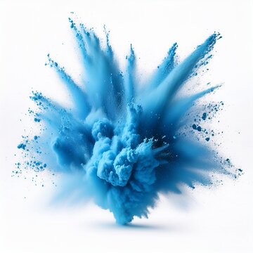 Intensiver blauer Farbspritzer auf Wei&szlig;