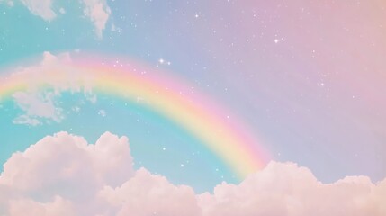 Fototapeta premium Pastel Rainbow Dreamscape: A Serene Celestial Vision