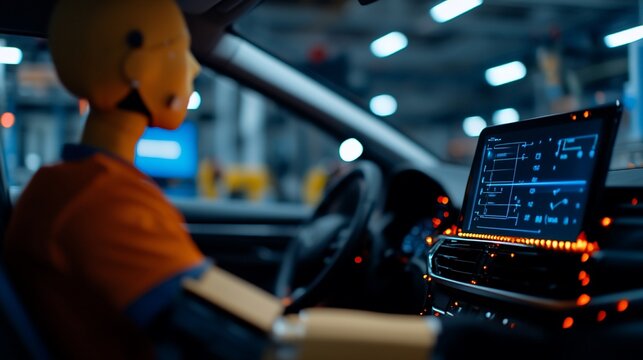 Dummy driver in car crash test